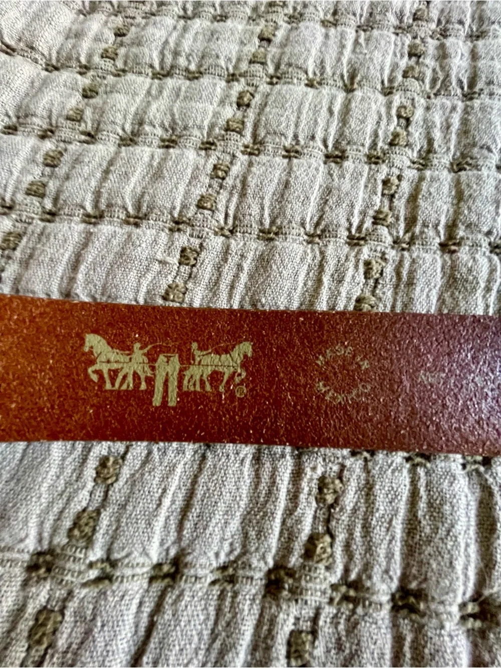 Levi’s Brown Leather Belt with Antique Brass Round Buckle